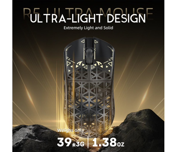 Attack Shark R5Ultra UltralightCarbon 8kHz/42kDPI PAW3950MAX Omron czarna - 1350006 - zdjęcie 5